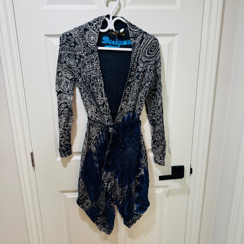 Desigual -  Sweater Wrap, Tie Waist, Embellished with Sequins, Size M